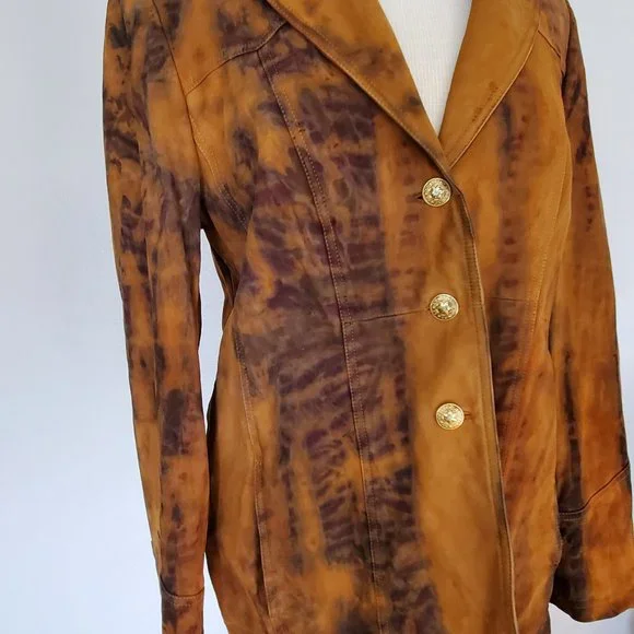 Escada Suede leather Jacket Blazer brown black Med 8 10 12 cowgirl equestrian XL